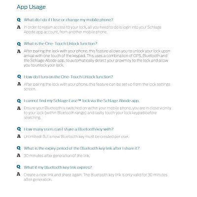 Schlage Ease FAQ